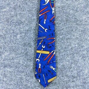 Florence Men Tie Blue Silk Necktie Tools Print